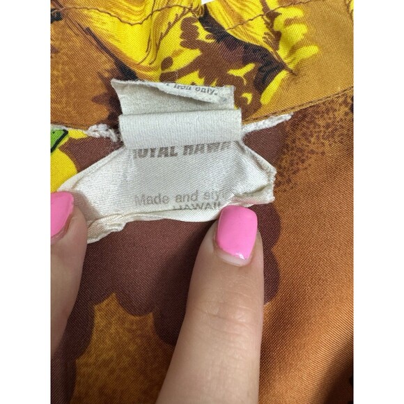 Vintage Royal Hawaiian Short Sleeve Button Up Mens Shirt Gold Floral Tropical - Picture 4 of 9